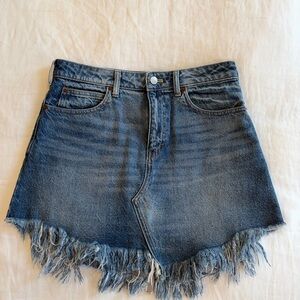 We The Free Denim Frayed Hem Skirt
